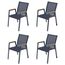 Kit 4 Cadeiras com Braco Empilhavel Angra Maresias Fratini Cinza Assento em Tela Base Aluminio -2-